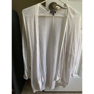 Express size S white 3/4 sleeve cardigan